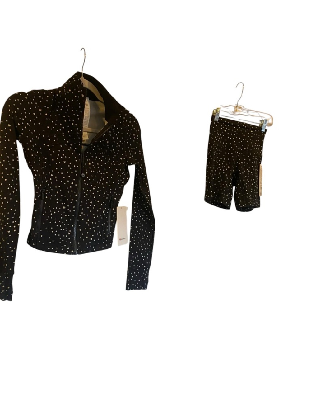 NWT Lululemon define cropped & align shorts set HEART SCATTER DOT BLACK Size 2